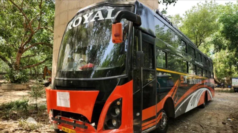 The Seized Private Bus At The Rani Bagh Police Station In New Delhi