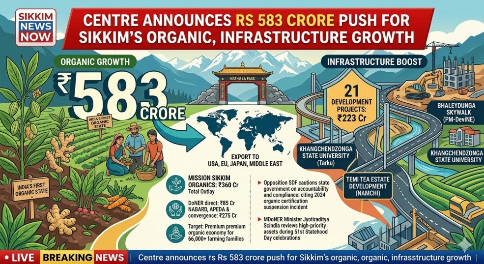 Centre Announces Rs 583 Crore Package For Sikkim Organic Farming And Infrastructure Growth