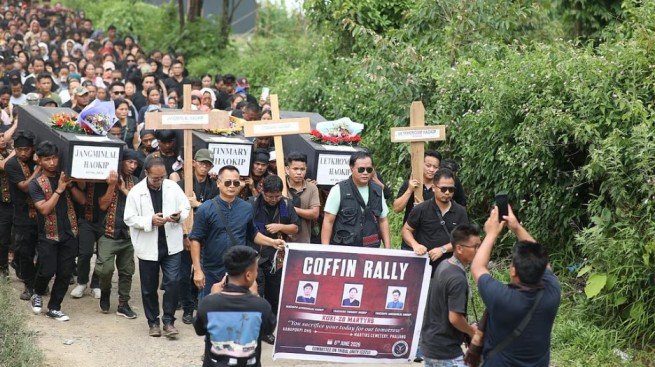 Thousands Join 35 Km Coffin Rally In Kangpokpi For Loibol Attack Victims
